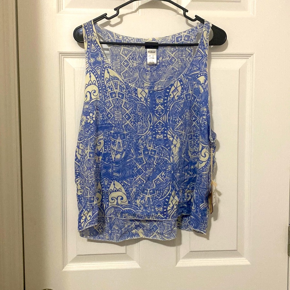 NWT Eidon Blue Patterned Relaxed Tank
